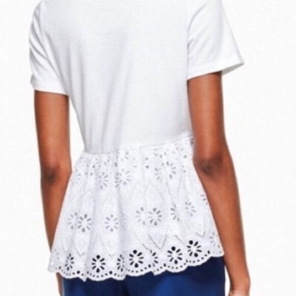 Kate Spade Peblum eyelet lace flounce tee top - Picture 2 of 8